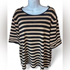 Lauren Ralph Lauren Women’s Black & Gold Striped Top Sz 3X Casual Office Career